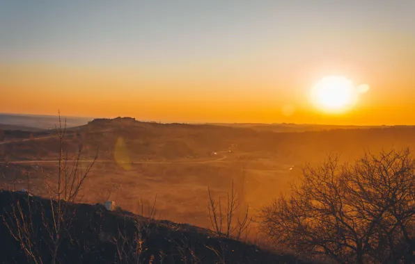 Sunset, rock, rocks, mountain, sunset, quarry, Zorya