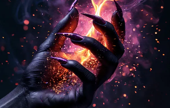 Hand, Magic, Witch, Nails, AI art