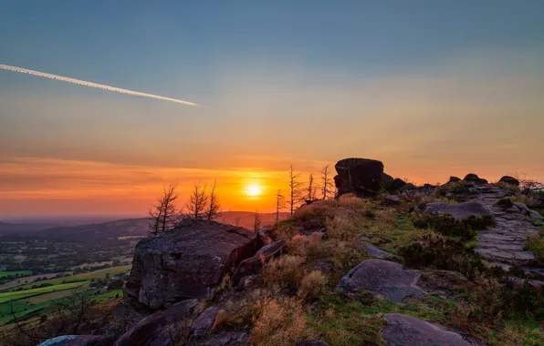 Sunset, stones, open, height, mountain, hill
