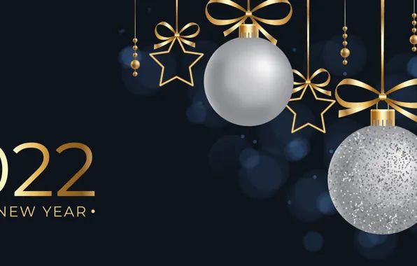 Balls, background, balls, new year, figures, stars, 2022