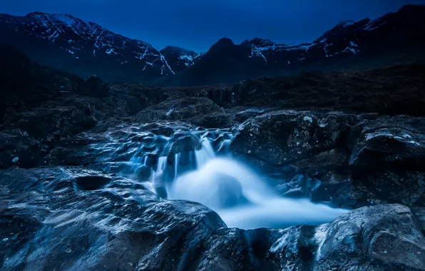 Picture mountains, night, stones, waterfall, Wallpaper from lolita777