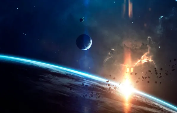 Stars, Planet, Space, Nebula, Star, Light, Planet, Light