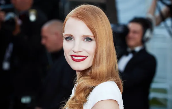 Picture look, pose, smile, makeup, actress, photoshoot, hair, Jessica Chastain