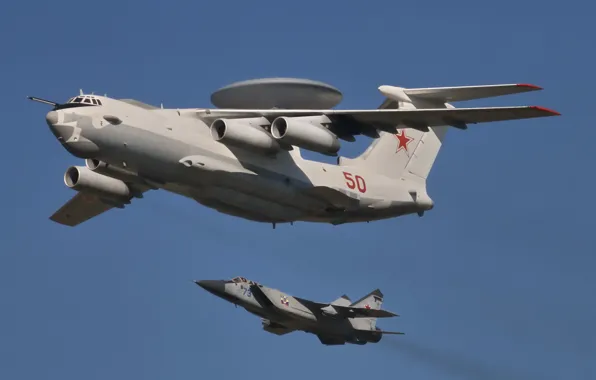 Flight, fighter, the plane, A-50, AWACS, double, interceptor, The MiG-31