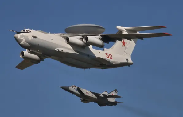 Picture A-50, double, interceptor, AWACS, fighter, flight, The MiG-31, detection