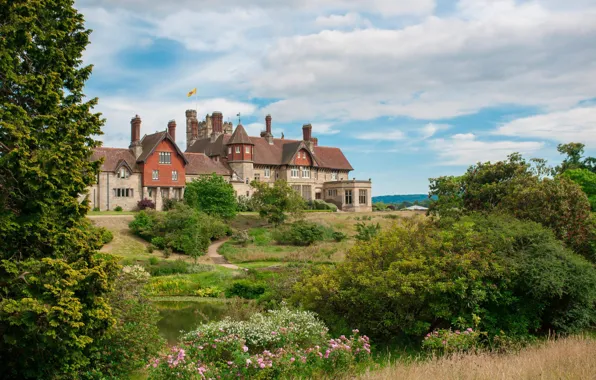 Picture castle, England, garden, architecture, West Sussex, Midhurst, Cowdray House