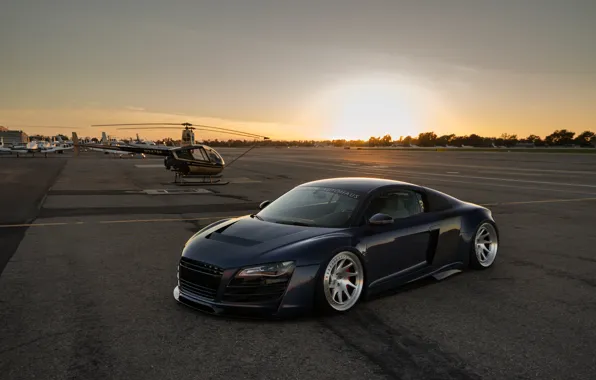 Picture audi, blue, airport, r8