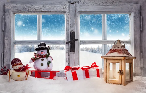 Picture Christmas, winter, snow, snowman, decoration