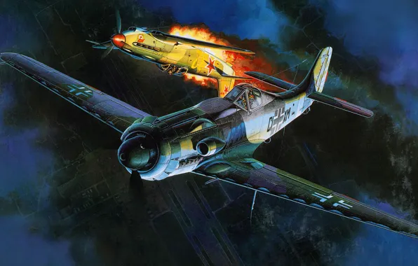 Picture figure, art, dogfight, Focke-Wulf, Focke-Wulf, German high-altitude interceptor during world war II, Ta 152