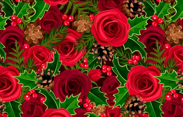 Red, roses, bumps, Holly, Holly