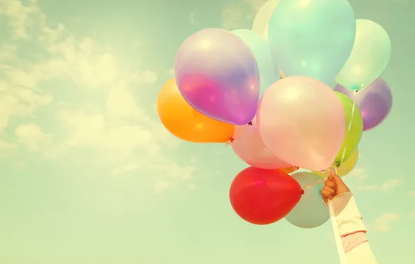 Summer, the sun, happiness, balloons, stay, colorful, summer, sunshine