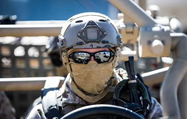 Army, the wheel, glasses, soldiers, helmet, headband