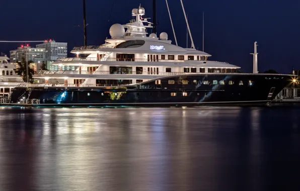 Picture night, the evening, yacht, port, yacht, harbor, home ., super yacht