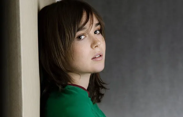 Girl, brown eyes, face, brunette, look, actress, Ellen Page