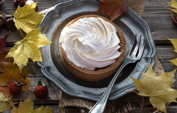 Leaves, cake, meringue