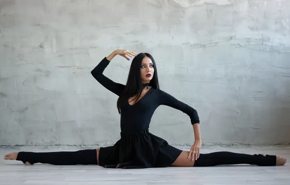 Face, pose, flexibility, brunette, beauty, Veronika, stretching