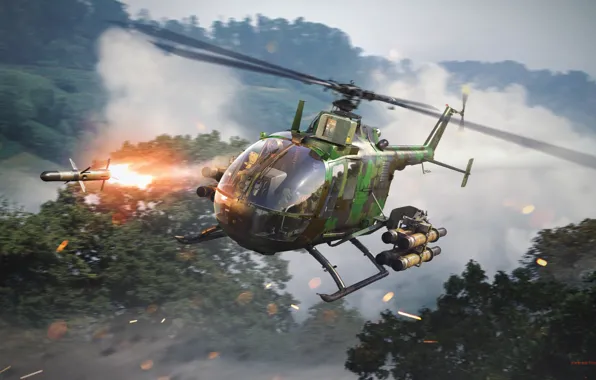 Clouds, rocket, helicopter, War Thunder