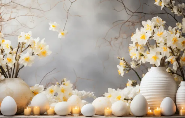 Flowers, holiday, eggs, spring, Easter, painted, eggs, Easter