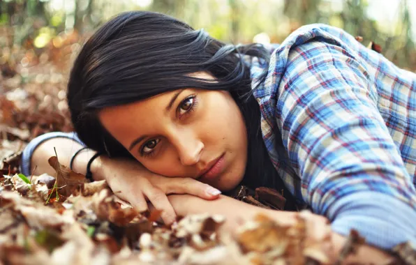 Eyes, leaves, hair, beauty, lips, eyes, leaves, beauty
