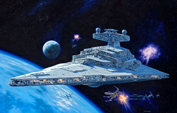 Picture Star Destroyer, starfighter, TIE Fighter, rebel Alliance, T-65 «X-wing», type "Imperial