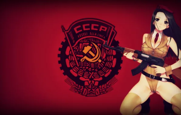 Guns, girl, gun, USSR, hot, sexy, Russia, soldier
