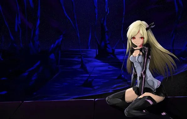 Girl, stars, art, sitting, tyappygain