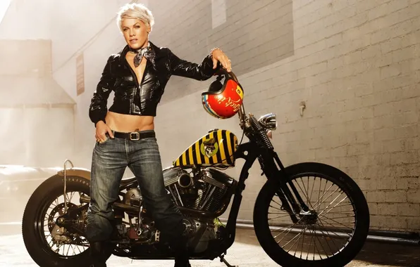 Picture Pink, motorcycle, singer, Pink