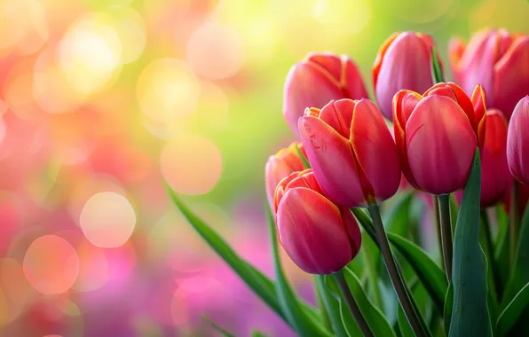 Flowers, holiday, bouquet, spring, tulips, March 8, composition, International women's day