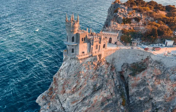 Picture sea, landscape, castle, rocks, Crimea, Swallow's nest, Yalta