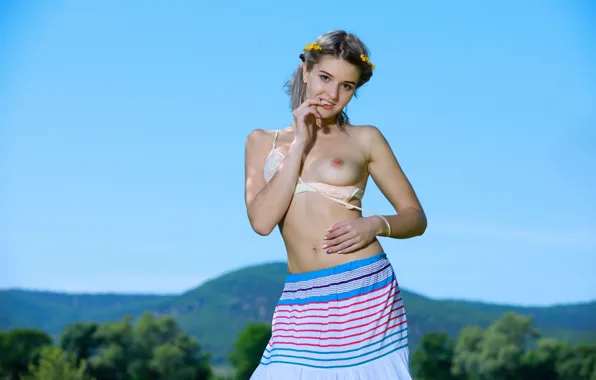 Chest, look, nature, tummy, skirt, bra, Libby