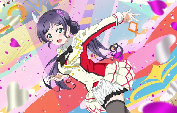 Background, art, girl, hearts, Love Live School Idol Project, Living love