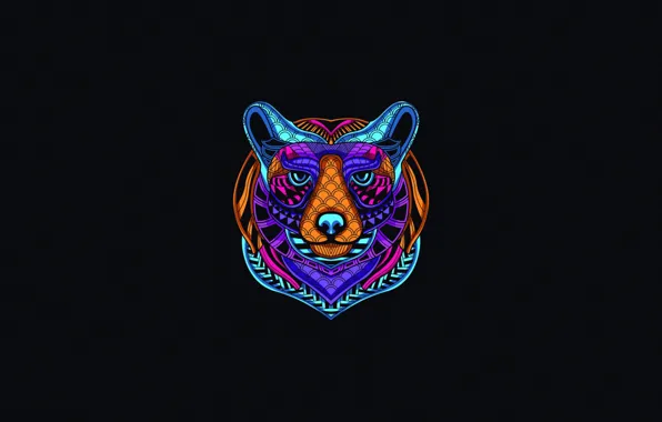 Color, Minimalism, Neon, Style, Bear, Background, Art, Art