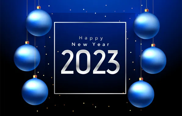 Balls, the inscription, point, frame, figures, New year, white, blue