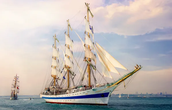 Sea, ship, sailboat, three-masted, Sailboat WORLD