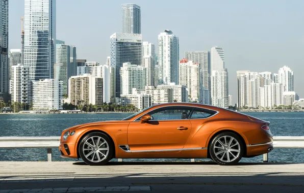 Picture coupe, Bentley, near water, 2019, Continental GT V8