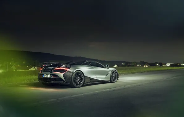 Lights, McLaren, supercar, rear view, Spider, Novitec, 720S, 2019