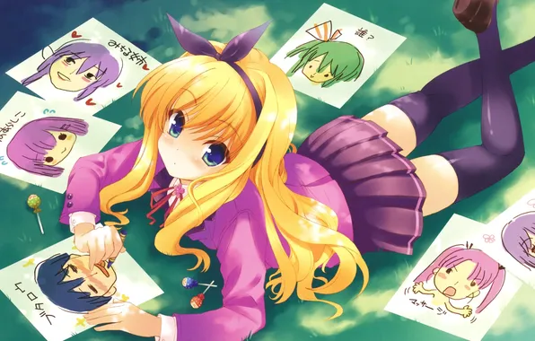 Anime, Blondinka, kawaii, risovanie