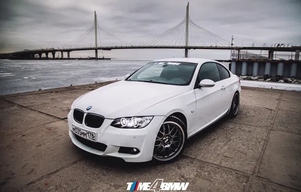 Car, machine, auto, bridge, city, fog, race, bmw