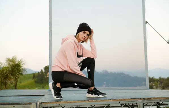 Pose, style, hat, scene, portrait, jacket, blonde, beauty