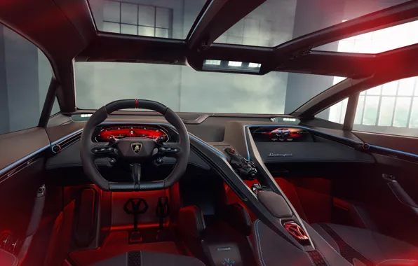 Lamborghini, steering wheel, dashboard, Lamborghini Lanzador Concept, Thrower