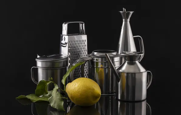 Lemon, dishes, still life, grater
