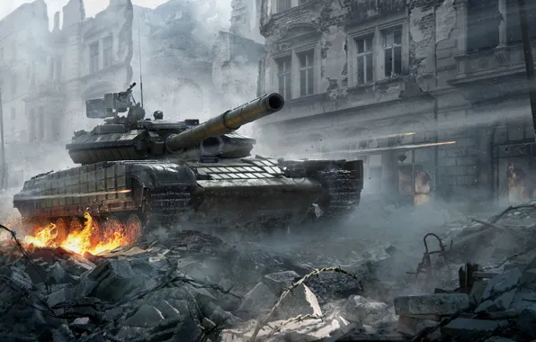 The city, The game, Fire, War, Weapons, Destruction, Tank, Technique