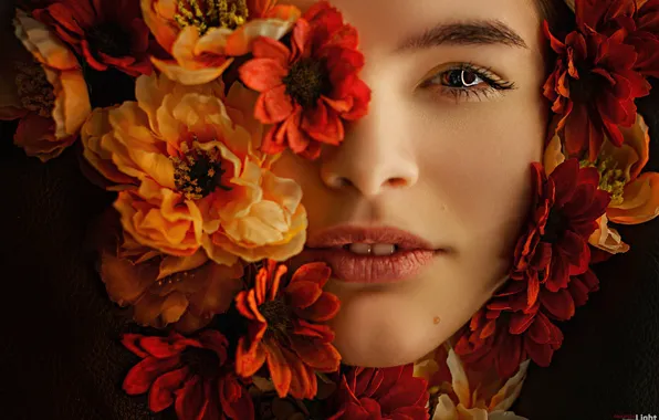 Look, flowers, face, style, Alexander Drobkov-Light, Julia Khudoleeva