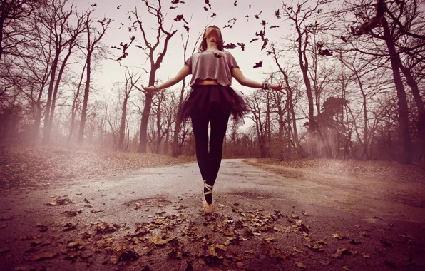 Picture road, girl, mood, dance