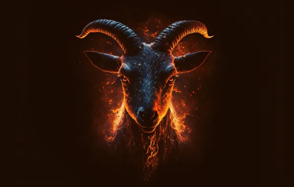 Picture wallpaper, Fire, background, Head, picture, Horns, Graphics, Goat