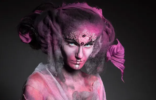 Portrait, fantasy, fashion, makeup, Pink Smoke