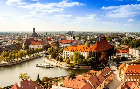 River, home, Poland, Wroclaw, Oder