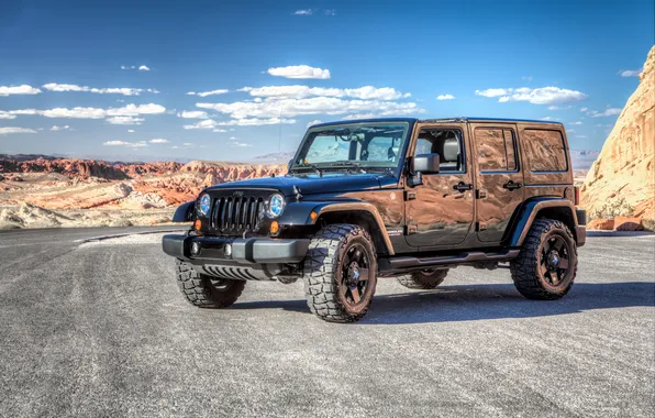 Picture road, desert, SUV, USA, car, Nevada, Wrangler, Jeep