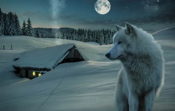 Nature, snow, predator, face, animal, wolf, wildlife, portrait