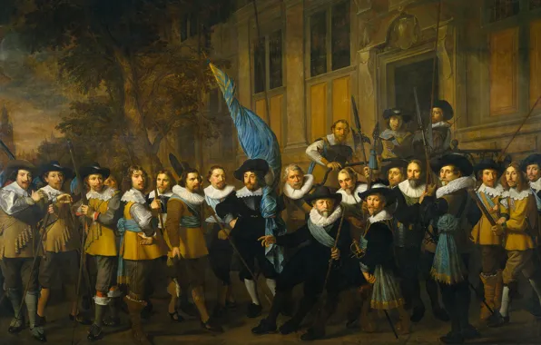 Oil, picture, canvas, The company Captain and Lieutenant. Amsterdam, Nicolaes Eliasz Pickenoy